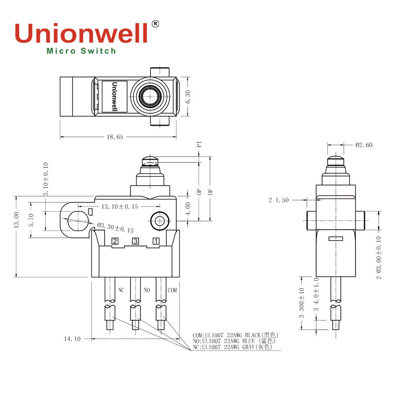 automotive micro switch g303 series drawing